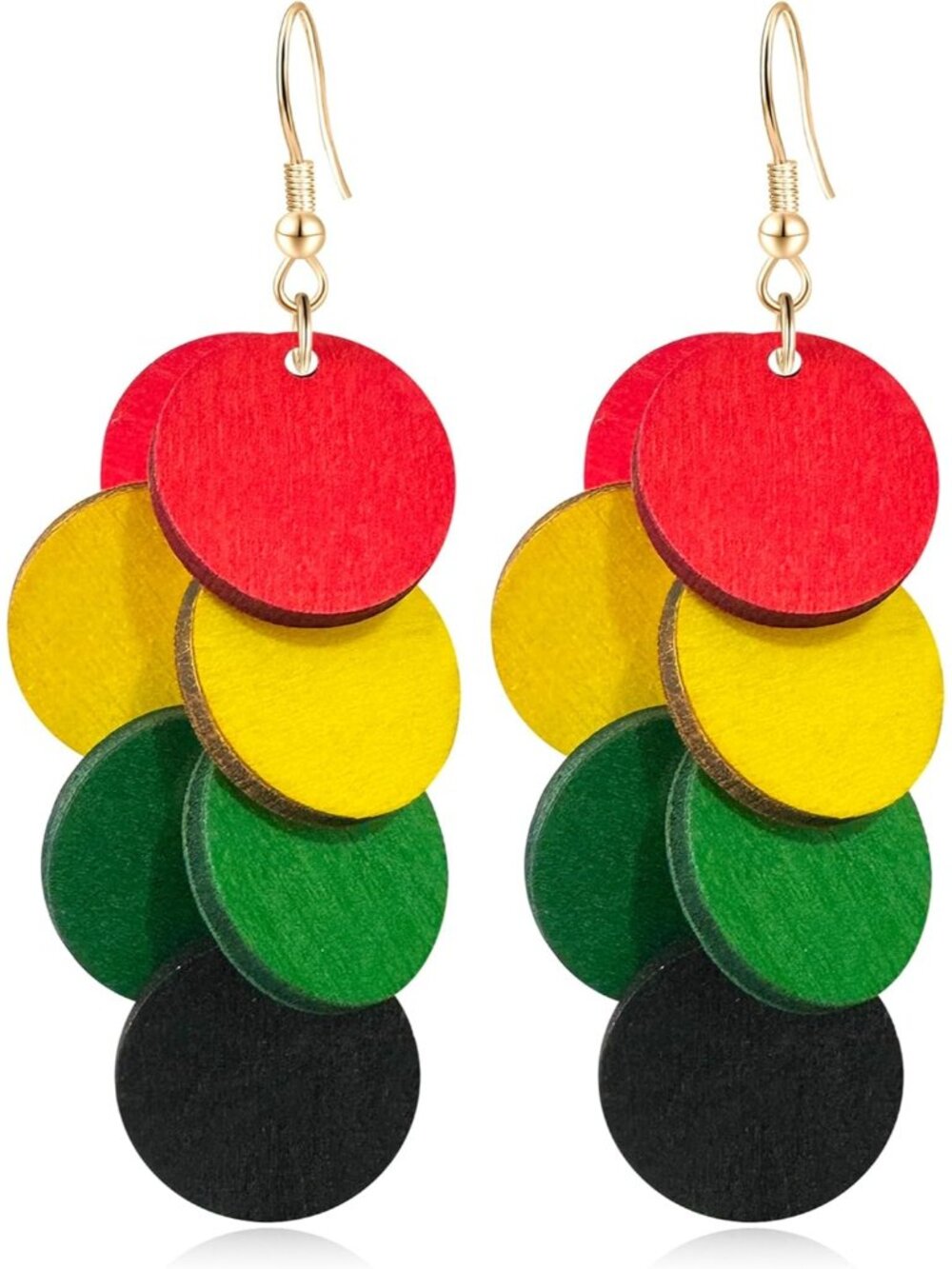 Women's Colorful Handmade Bohemian Wooden Round Geometry Dangle Drop Earrings